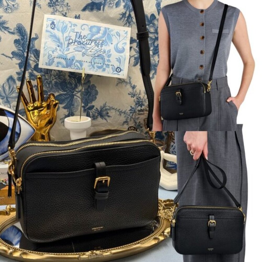 🆕 OROTON 🧿 NWOT Dylan Camera Crossbody Bag, Black Calfskin Leather